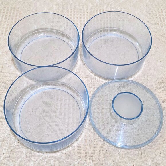 Vintage Tupperware Preludio Transparent Blue Acrylic Stackable 4pc Vanity 2062